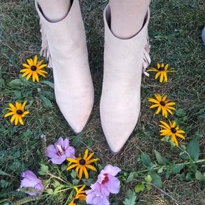 Nude suede fridge booties